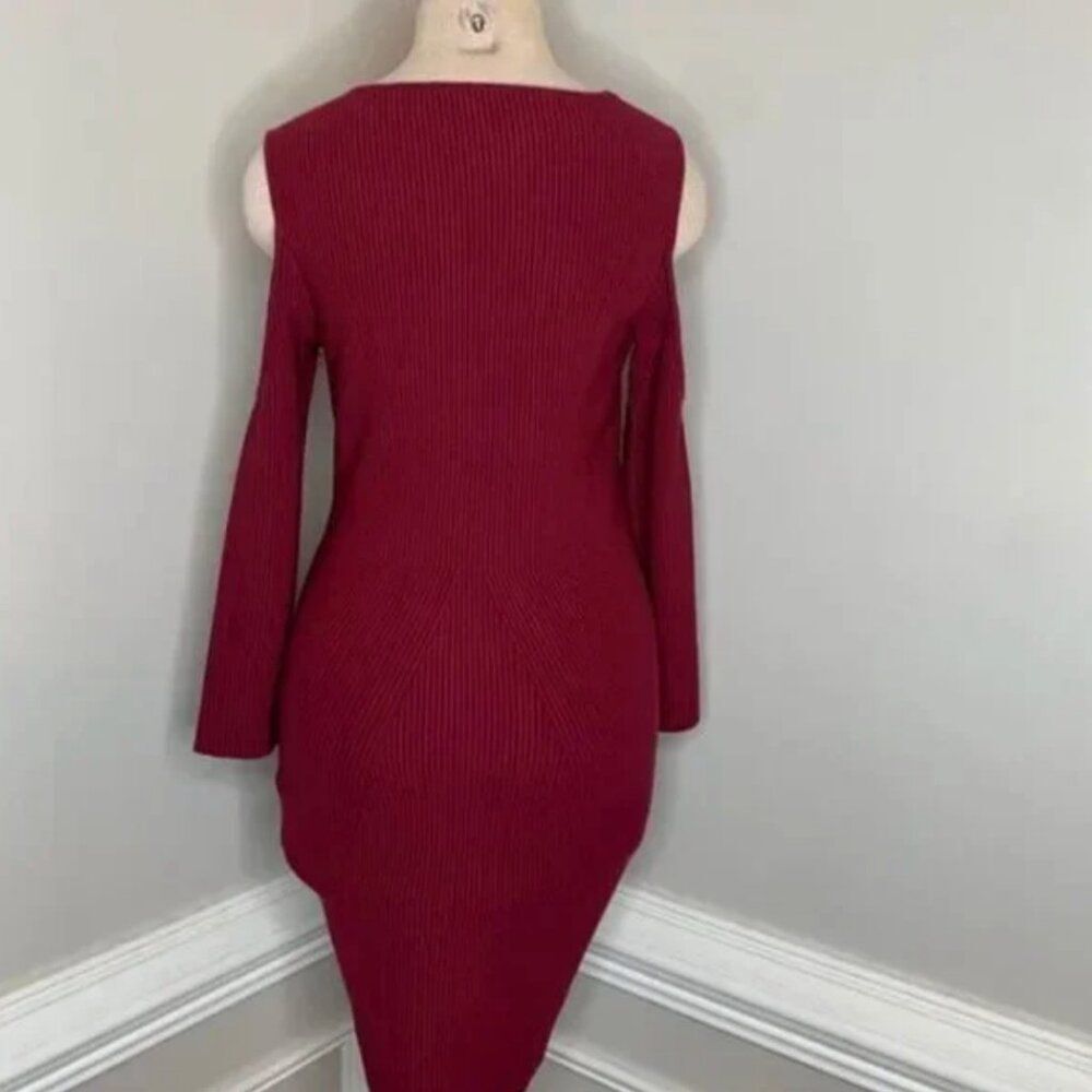 Rebecca Minkoff Josefina Women's Cold Shoulder Ribbed Bodycon Dress Size Medium - Picture 3 of 10
